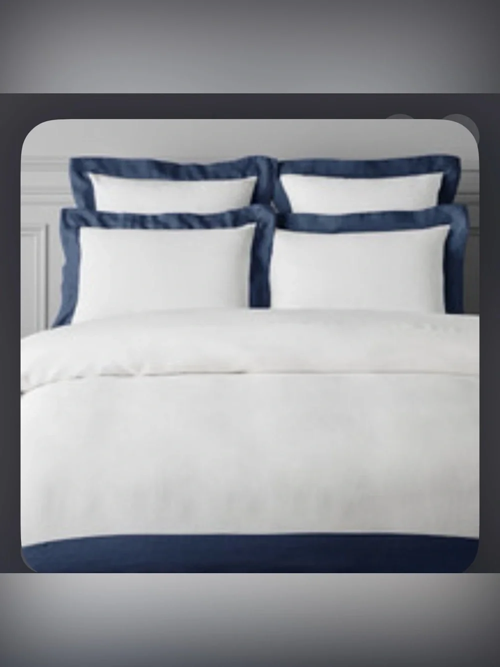 Williams Sonoma Home Chambers Washed Linen Border King/cal King Duvet White Blue